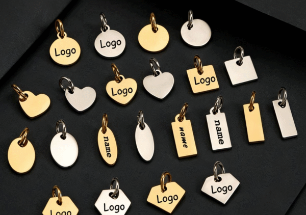 Wholesale Stainless Steel Custom Logo Tags, Blank Geometric Charms for Jewelry Making, Personalized Initial Metal Blanks for Engraving