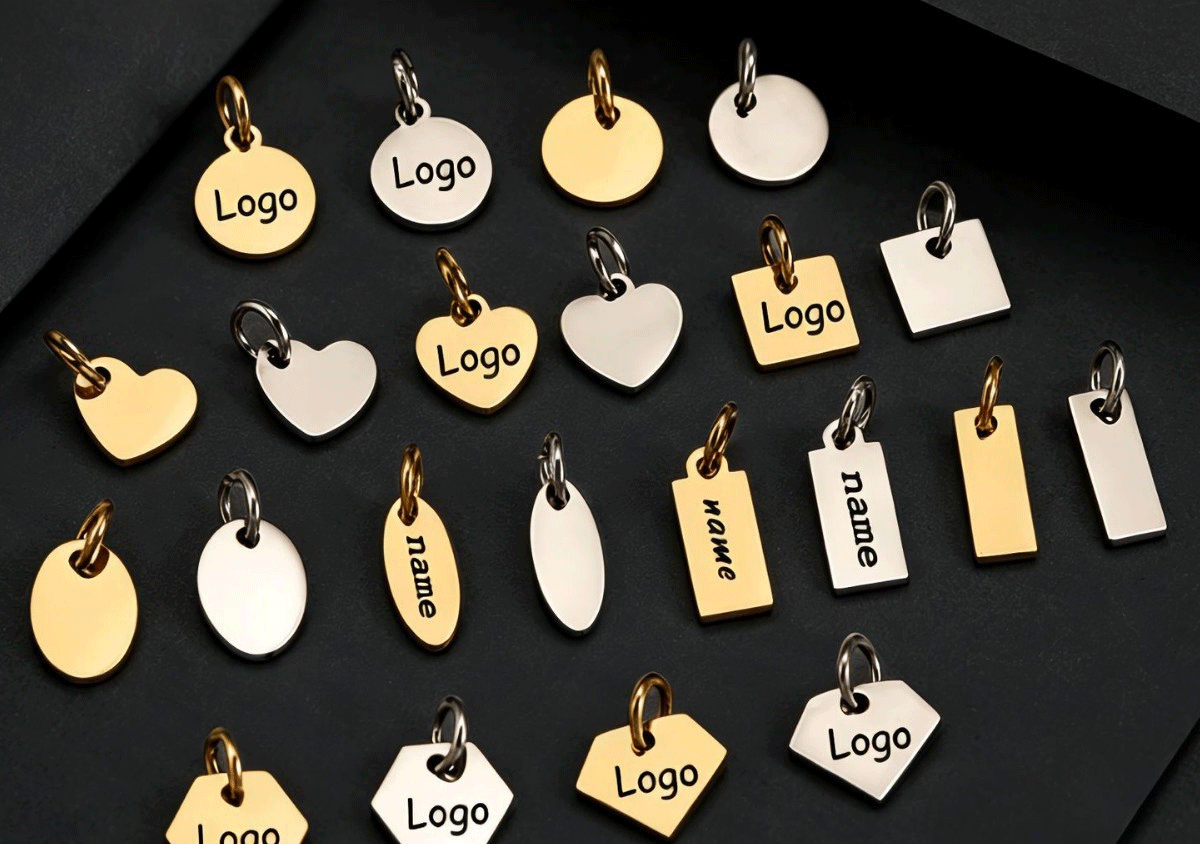 Wholesale Stainless Steel Custom Logo Tags, Blank Geometric Charms for Jewelry Making, Personalized Initial Metal Blanks for Engraving