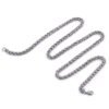 A high-strength, silver stainless steel wheat chain necklace, featuring a secure lobster clasp, displayed coiled in a wavy pattern against a white background.