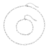 回型链 (11) Steel-colored stainless steel rectangular link chain set – bracelet and necklace