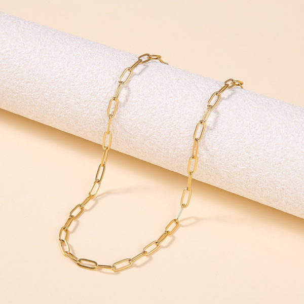 回型链 (6) Gold Stainless Steel Paperclip Chain Display