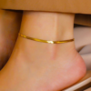 Stainless steel flat snake chain anklet