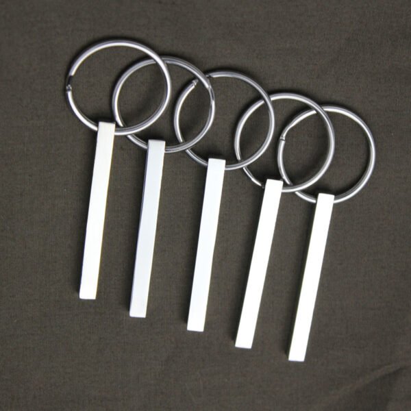 打孔长条钥匙扣 (3) Wholesale Stainless Steel Blank Bar Keychains, Rectangle 3D Vertical Pillar Key Rings for Laser Engraving & Custom Logos