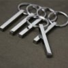 打孔长条钥匙扣 (6) Wholesale Stainless Steel Blank Bar Keychains, Rectangle 3D Vertical Pillar Key Rings for Laser Engraving & Custom Logos
