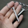 打孔长条钥匙扣 (7) Wholesale Stainless Steel Blank Bar Keychains, Rectangle 3D Vertical Pillar Key Rings for Laser Engraving & Custom Logos