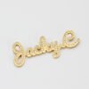 满钻字母胸针 (2) A finished 18K gold plated stainless steel custom script letter rhinestone name pin laid perfectly flat on a clean white background.