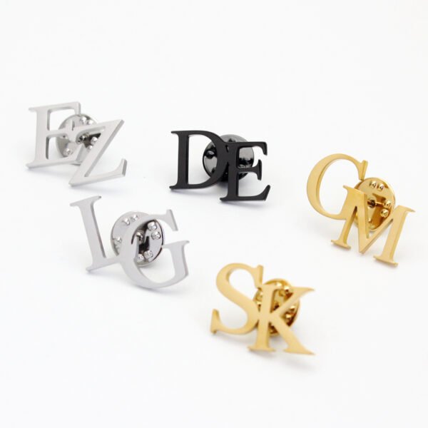 Stainless Steel Custom Initial Brooch Pins