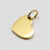 16×12偏孔小心形_0003_图层 4 A single blank mirror polished 18K gold plated stainless steel heart-shaped charm with a jump ring on a neutral backdrop for wholesale catalog.