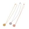 20圆牌和十字链 06 Parallel display of bulk customized stainless steel round metal tag necklaces in silver, gold, and rose gold finishes hanging against white background.