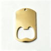 军牌开瓶器 (3) A single blank mirror polished 18K gold plated stainless steel dog tag shape bottle opener keyring flatly laid on a white clean background.