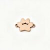 A finished rose gold plated stainless steel 2-hole paw pattern charm connector component flatly laid out on a clean white background for B2B shop.