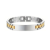 大表带手链 (3) A blank finished two-tone silver and 18K gold plated stainless steel president watch link identity bracelet on a clean white background.