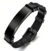 Men's ID bracelet with Full Black stainless steel strap
