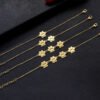 Technical layout photo showing wholesale personalized gold stainless steel animal paw chain bracelets arranged cleanly from 1 to 4 connected plates.