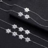 Technical layout photo showing wholesale personalized Silver stainless steel animal paw chain bracelets arranged cleanly from 1 to 4 connected plates.