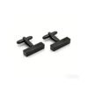 Wholesale finished matte black stainless steel rectangle bar blank cufflinks with bullet back closures for men's custom jewelry sourcing.