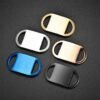 Parallel display of bulk customized stainless steel half-oval slide-on blank tags in gold, silver, rose gold, blue, and black for luggage tag components supplier.