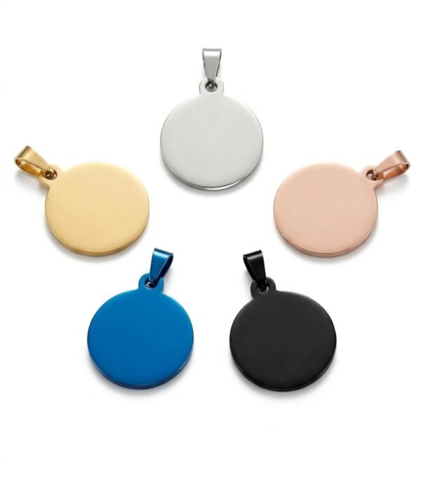 Stainless Steel Circle Tag – Blank or Custom Laser Engraved Exterior Loop Charm