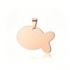 An elegant rose gold stainless steel fish pendant tag blank featuring a smooth flat surface and soft casting shadow.