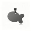 A sleek matte black finished stainless steel solid fish-shaped pet tag charm, showing a premium dark finish against a white background.