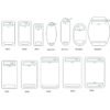 B2B catalog technical engineering blueprint of wholesale closed dual-slot slide ID tags showing precision dimensions from 35x15mm to 50x32mm.
