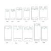 Technical dimension blueprint matrix of wholesale open C-shaped slot stainless steel metal blanks ranging from 35x12mm up to 60x19mm for factory catalog.