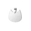 A mirror-polished silver stainless steel cat head tag blank with a top pinch bail, isolated on a clean white background with a soft reflection.