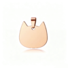 An elegant rose gold stainless steel cat-shaped pet ID tag blank with an attached metal pendant bail, with a subtle casting shadow.