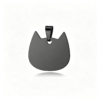 A sleek matte black electroplated stainless steel solid cat head plate charm, showing a premium dark finish against a white background.