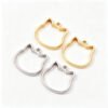 Stainless Steel Cat Silhouette Pendant – Line-Art Style Pet ID Tag (Cut-out Border)