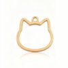 A single mirror-polished rose gold stainless steel cat head silhouette frame pendant with a top loop, isolated on a white background with a soft reflection.